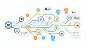 camino de aprendizaje con iconos educativos