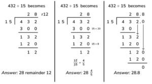 division larga con numeros y pasos escritos