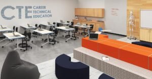 estudiantes en aula tecnica profesional moderna