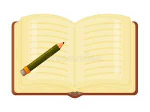 libro abierto con notas y lapiz
