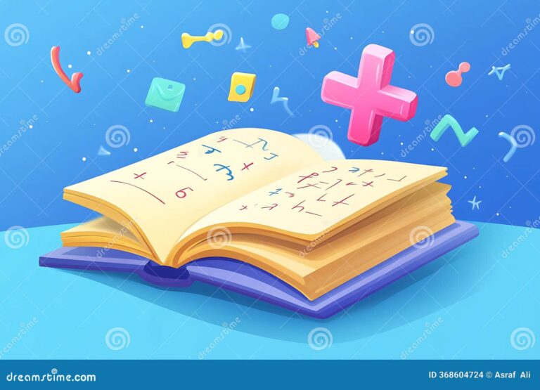 libro abierto con simbolos matematicos coloridos