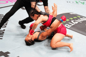 luchador realizando llave fulminante en ring