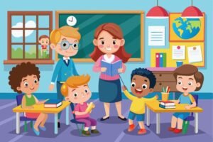 Cuáles son las mejores glosas para el acto del Día del Maestro en nivel inicial 40 maestra sonriente con ninos en aula colorida