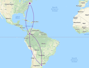 mapa de argentina y nueva york conectados