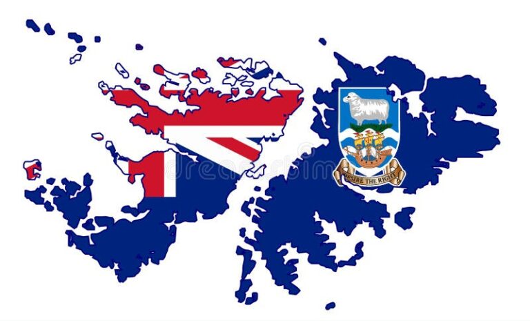 mapa de las islas malvinas con bandera