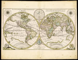 mapa del planisferio con lineas imaginarias