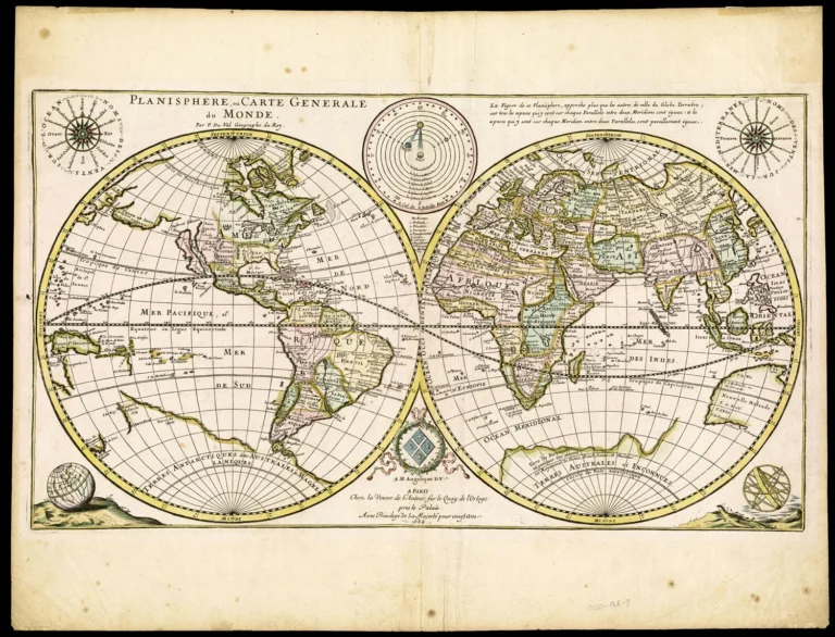 mapa del planisferio con lineas imaginarias