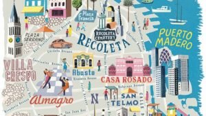 mapa ilustrado avenida belgrano buenos aires