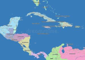 mapa politico centroamericano con limites destacados