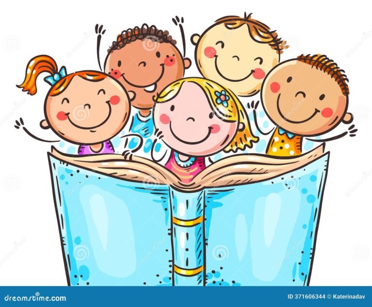 nino leyendo libro ilustrado colorido contento