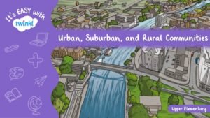 ninos explorando mapas de espacios rurales y urbanos