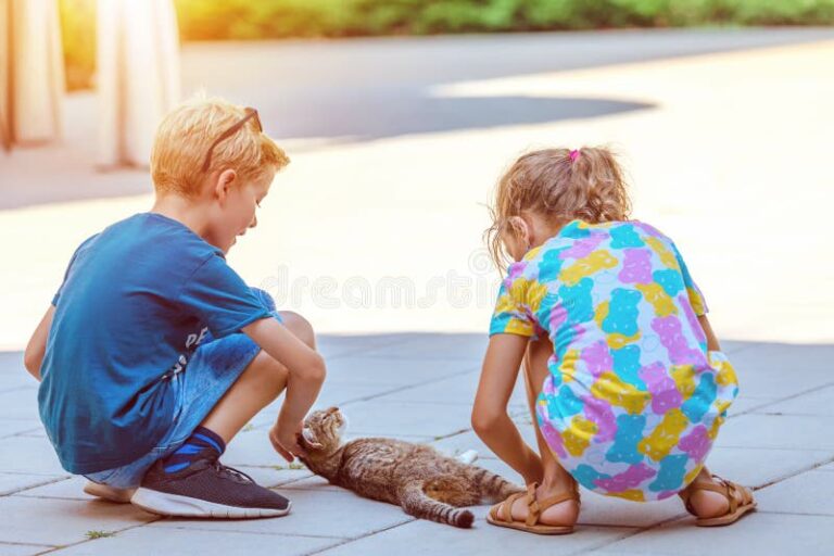 Qué actividades propone El Gato en Ojotas para los niños 2 ninos jugando al aire libre con gato
