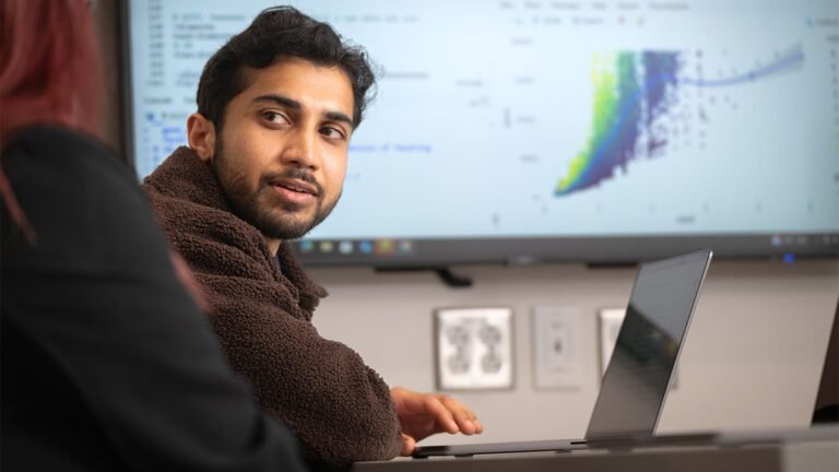 persona consultando datos oficiales en computadora