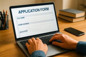 Cómo Completar El Formulario DP 01 Chaco Para Trámites Oficiales 2 persona llenando formulario oficial en escritorio