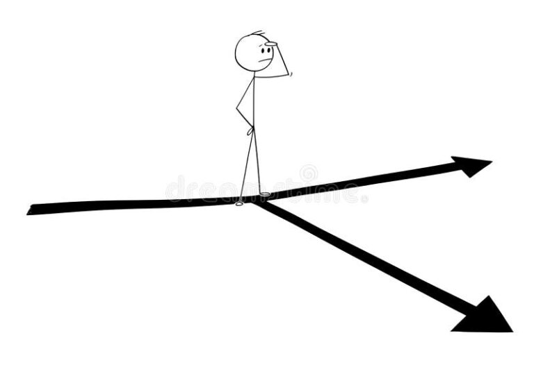 persona pensando frente a una bifurcacion de caminos