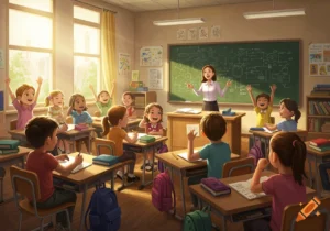 Qué establece el Artículo 36 sobre licencia docente en Santa Fe 16 profesor ensenando en aula luminosa