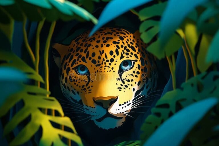 Cuál Es La Leyenda Del Yaguareté Para Contarle A Niños 2 yaguarete en selva tropical colorida